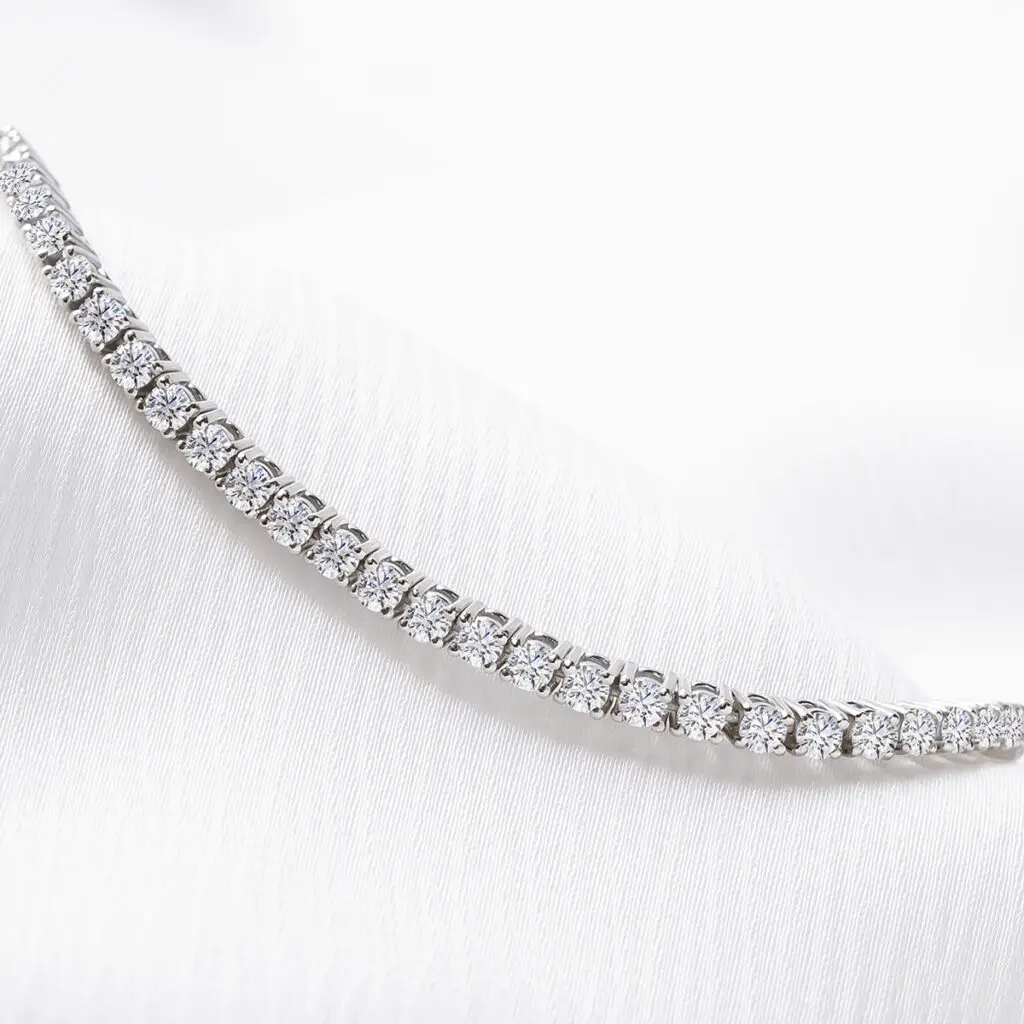 Round Cut Moissanite Italian Silver Tennis Chain