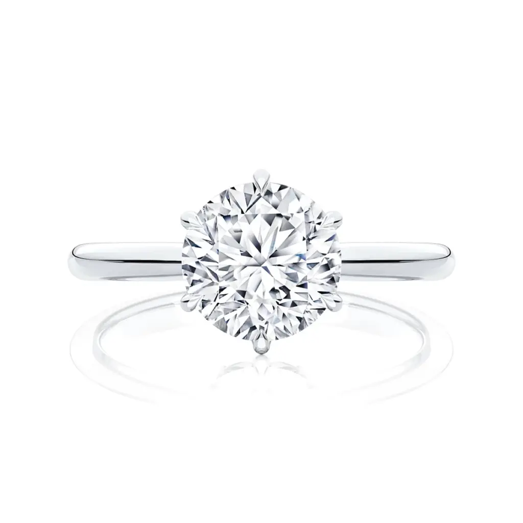Round Cut Moissanite Solitaire Italian Silver Ring