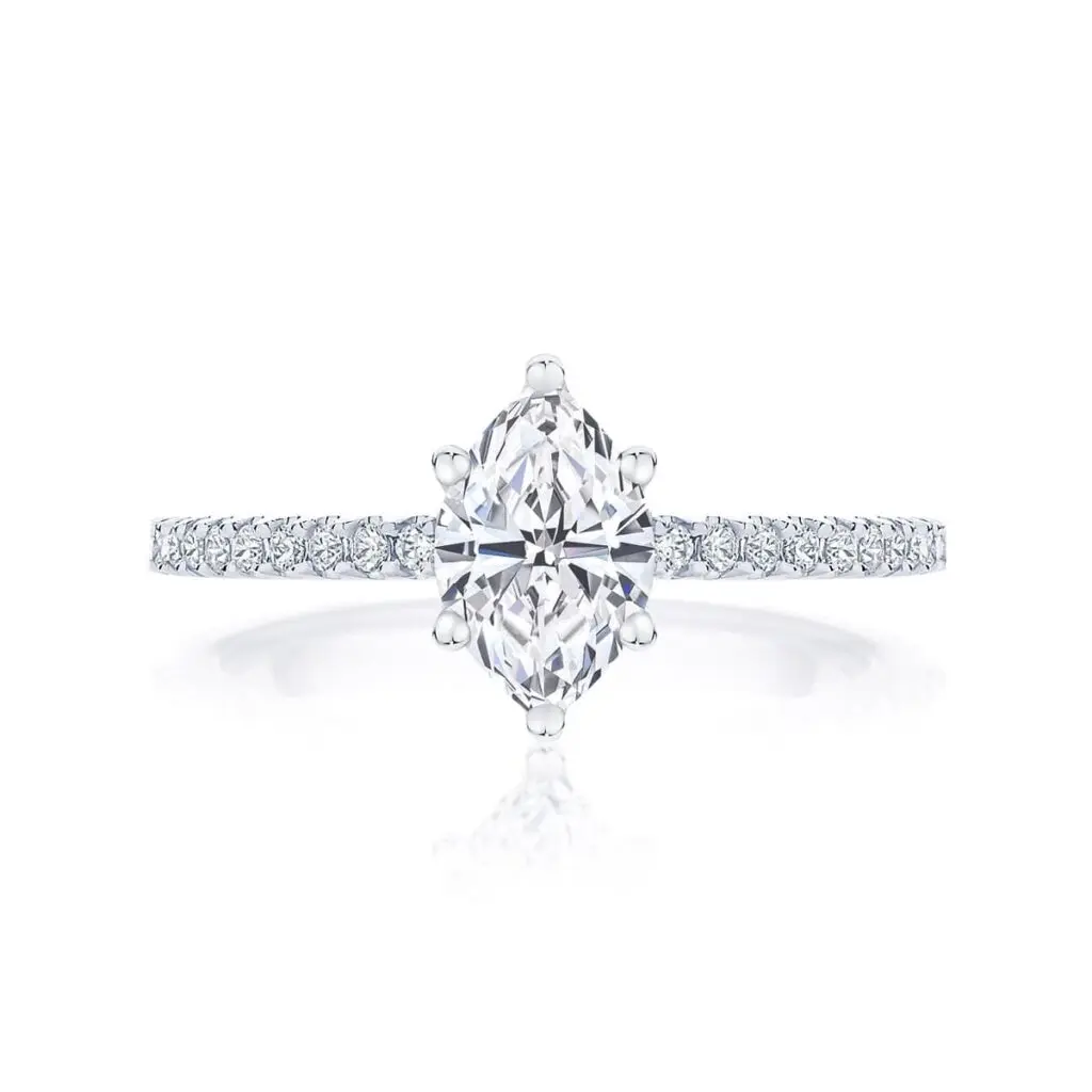 Marquise Cut Moissanite Side-Stone Italian Silver Ring