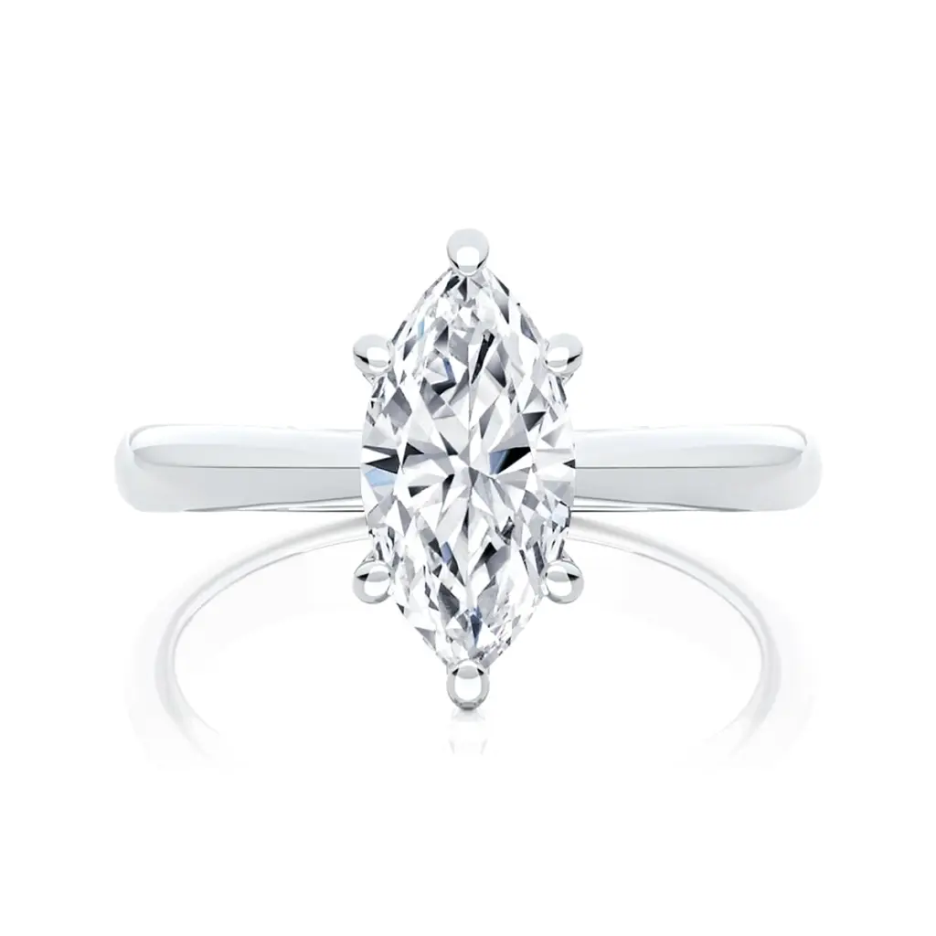 Marquise Cut Moissanite Solitaire Italian Silver Ring (1.0, 925 Italian Silver, US 6)