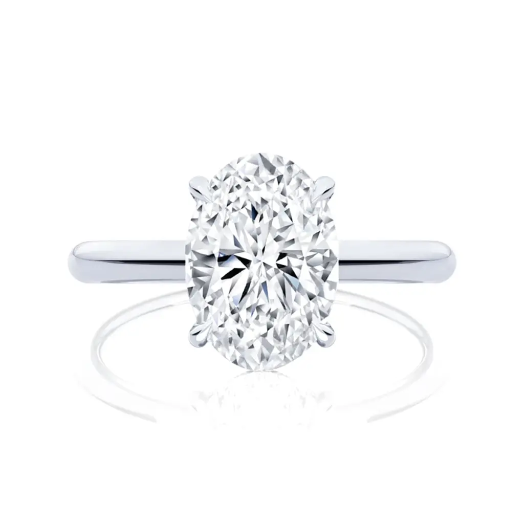 Oval Cut Moissanite Solitaire Italian Silver Ring