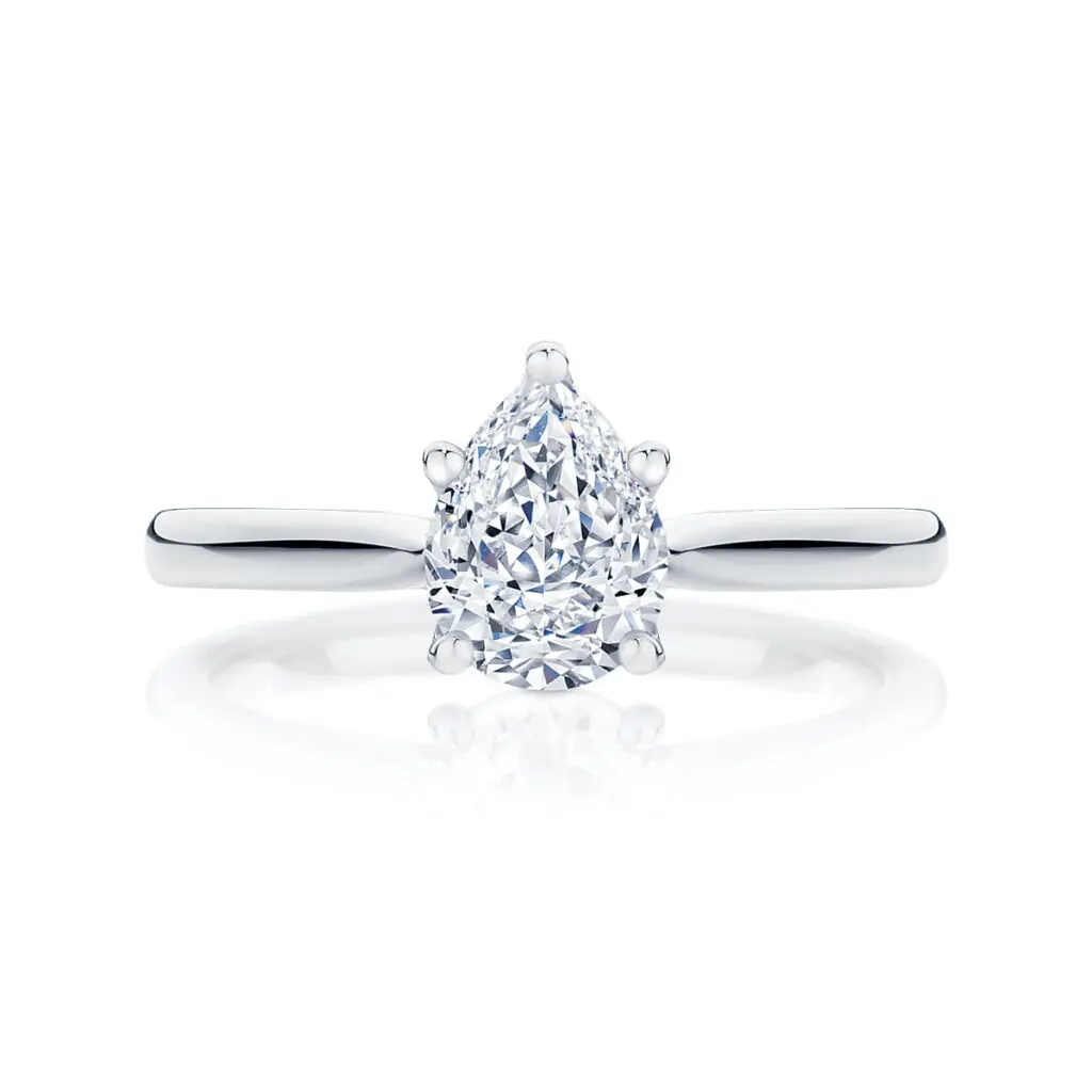 Pear Cut Moissanite Solitaire Italian Silver Ring