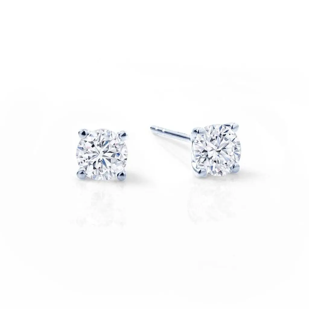 Round Cut Moissanite Italian Silver Studs (0.5, 925 Italian Silver)