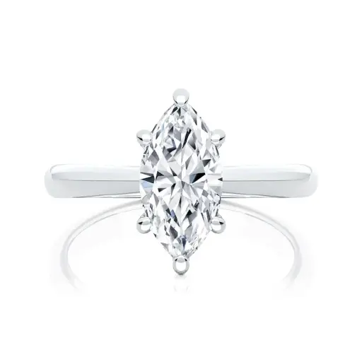 Marquise Cut Moissanite Solitaire Italian Silver Ring