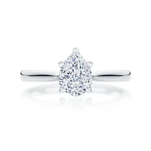 Pear Cut Moissanite Solitaire Italian Silver Ring