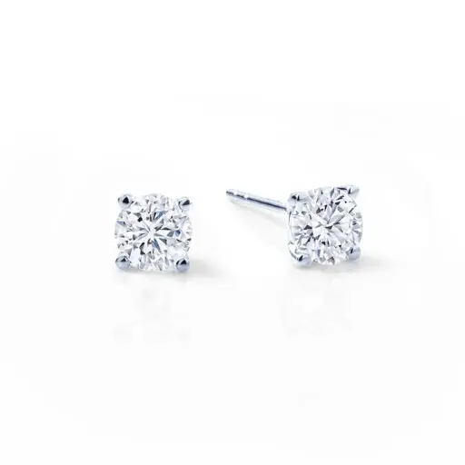 Round Cut Moissanite Italian Silver Studs