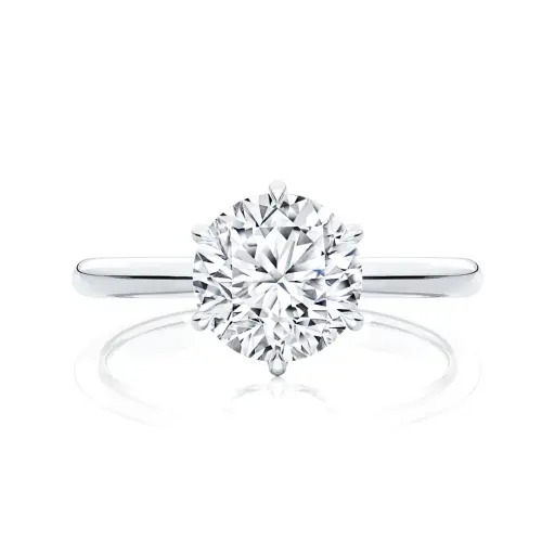 Round Cut Moissanite Solitaire Italian Silver Ring