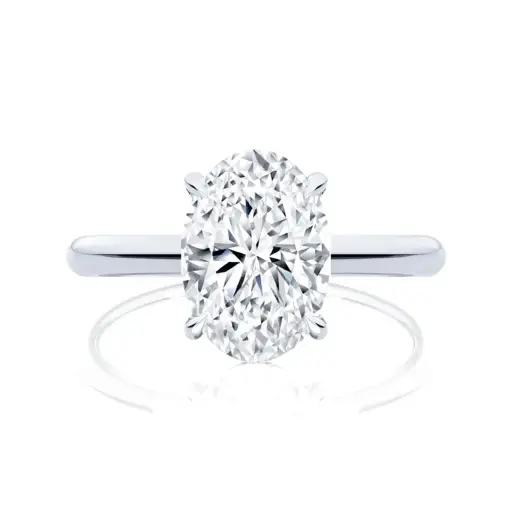 Oval Cut Moissanite Solitaire Italian Silver Ring