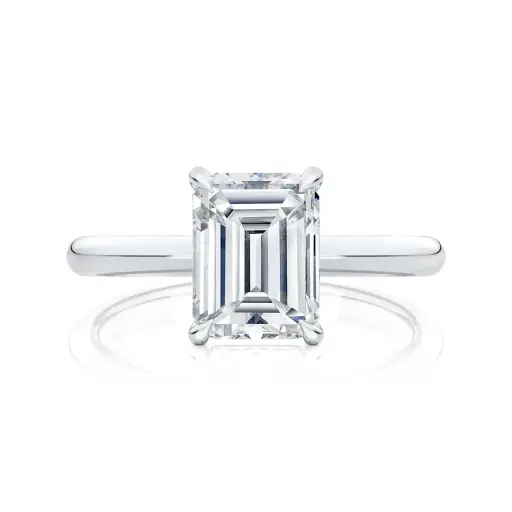 Emerald Cut Moissanite Solitaire Italian Silver Ring